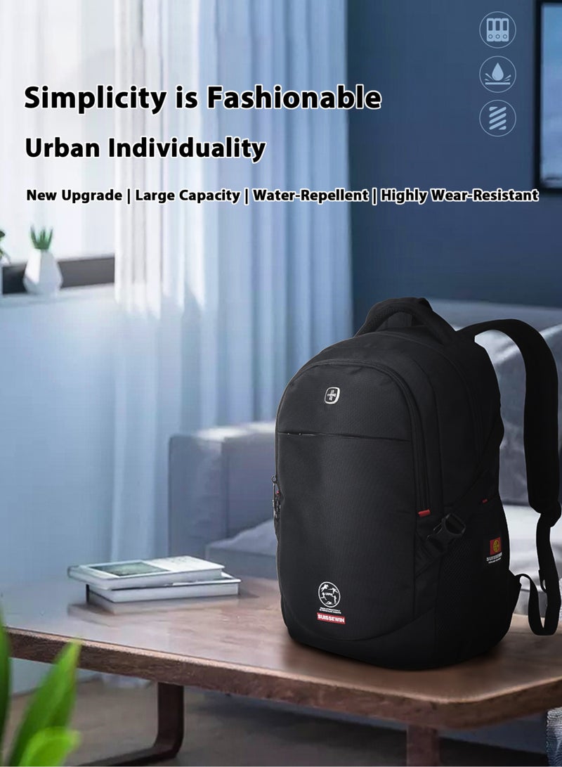 SUISSEWIN Backpack for Men Women, Laptop Bags, Water-Repellent Travel Backpack, Large Capacity School College Bag with Trolley Strap, Ergonomic Design for Business & Commute  - Image 3