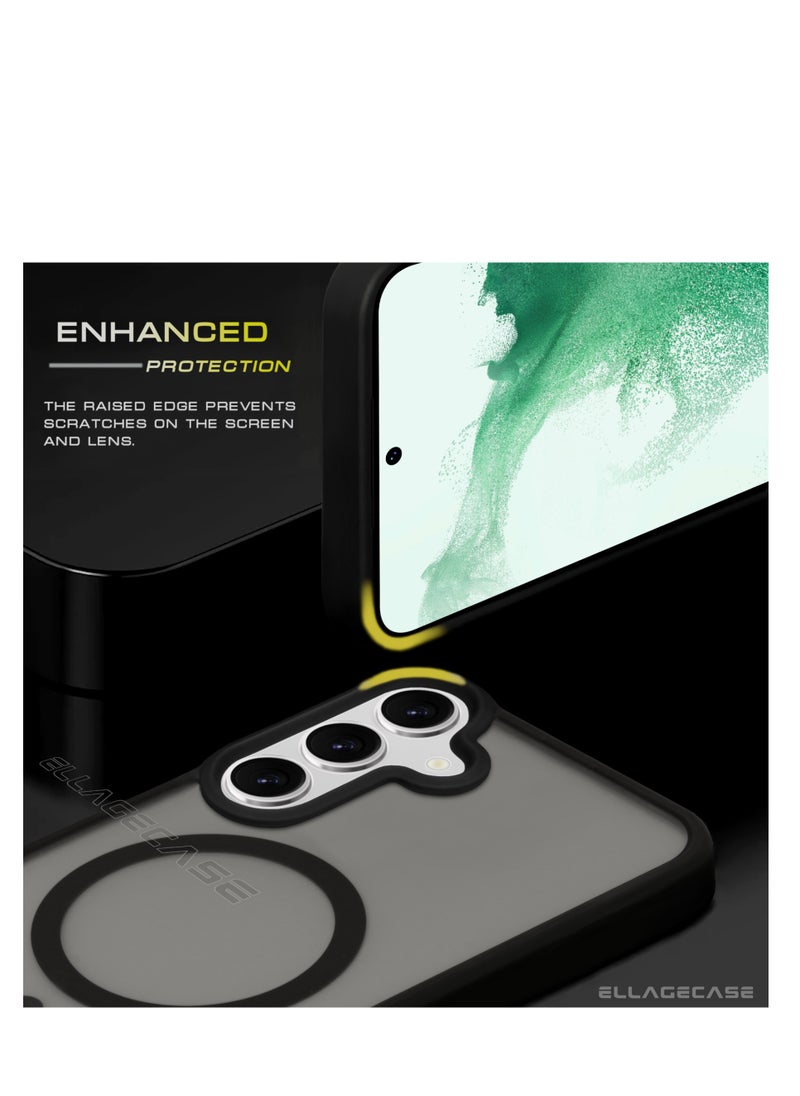 ELLAGECASE - Black Stylish Case for Samsung Galaxy S24, Solid Camera Protection, Shockproof, Enhanced Protection, Compatible with MagSafe and Wireless Charging - Image 1