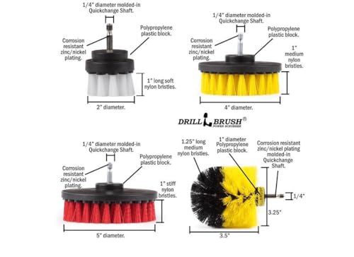 Drillbrush Drill Brush Attachment Set – Power Scrubber Brush for Tub, Tile, Shower, and Grout – All-Purpose Household Cleaning Brushes for Drill, Auto Detailing Brushes - Electric Grout Cleaner Kit - Image 5