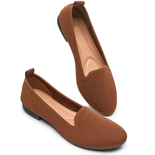BABUDOG Women's Sparkly Flats Shoes Shiny Mesh Loafers Shoes Soft Memory Foam Flats(Brown.US7) - Image 1
