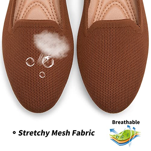 BABUDOG Women's Sparkly Flats Shoes Shiny Mesh Loafers Shoes Soft Memory Foam Flats(Brown.US7) - Image 2