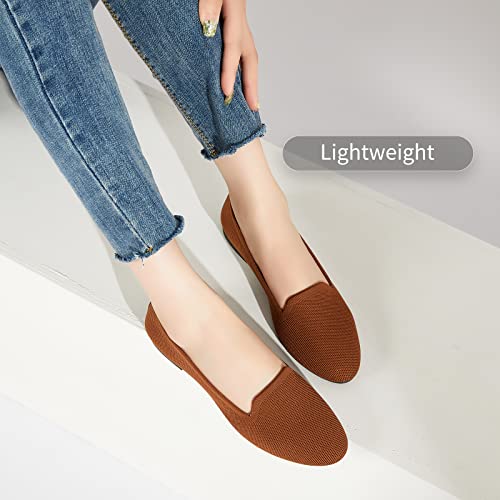 BABUDOG Women's Sparkly Flats Shoes Shiny Mesh Loafers Shoes Soft Memory Foam Flats(Brown.US7) - Image 5