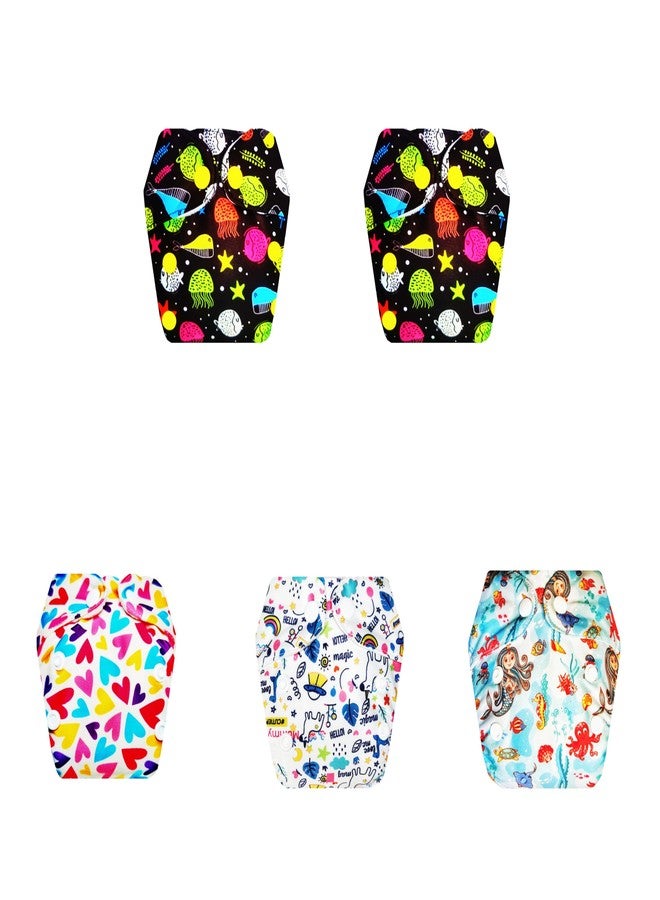 Dumbledo Premium Newborn Cloth Diaper with Integrated Insert (Pack of 5) | Hypoallergenic | 6-Layer Absorbent Pad | Adjustable Snaps | Designed by Moms | 0 - 4 Months | Unisex Baby - Image 1