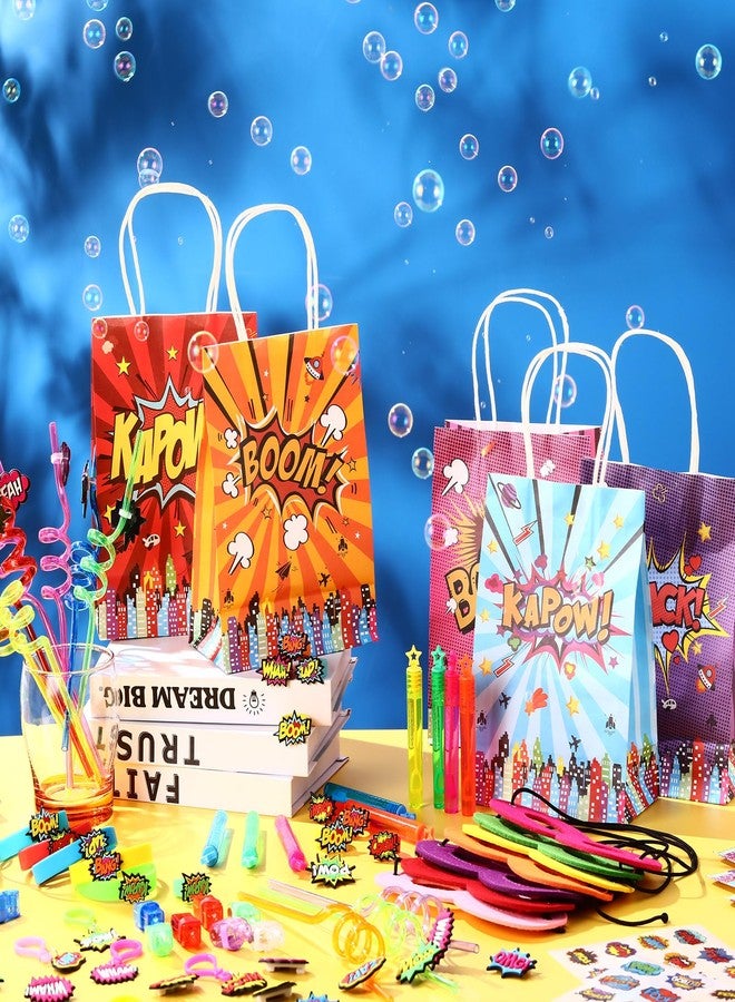 Arrowbash 252 Pcs Hero Birthday Party Favors Supplies Include Bubble Wands, Keychains, Brooches, Straws, Masks, Finger Lights, Stickers, Gift Bags Birthday Party Favors - Image 3