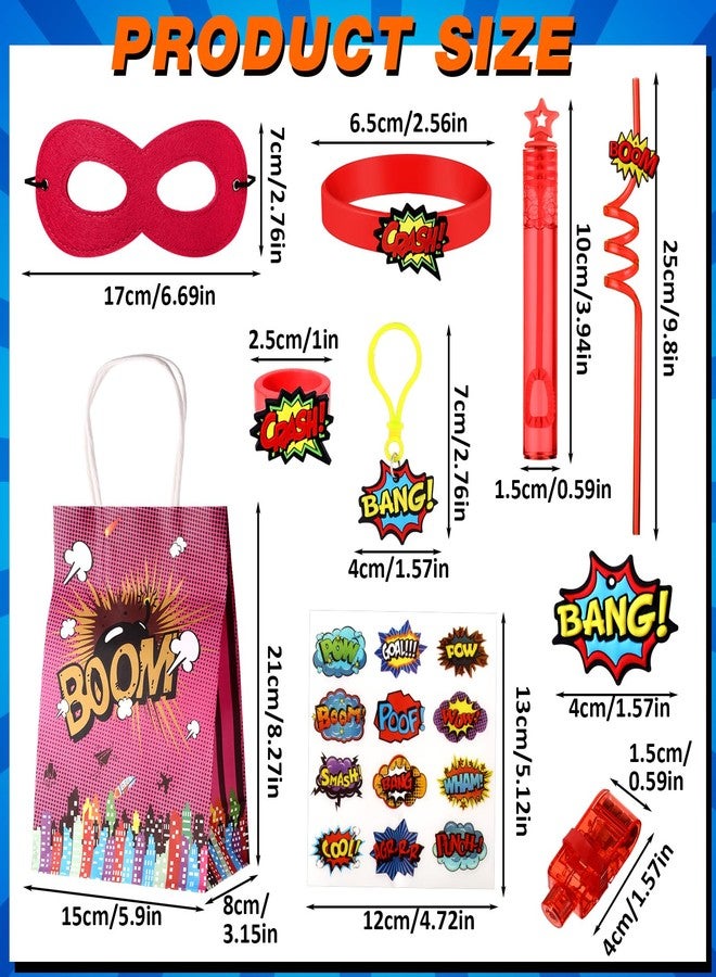 Arrowbash 252 Pcs Hero Birthday Party Favors Supplies Include Bubble Wands, Keychains, Brooches, Straws, Masks, Finger Lights, Stickers, Gift Bags Birthday Party Favors - Image 4