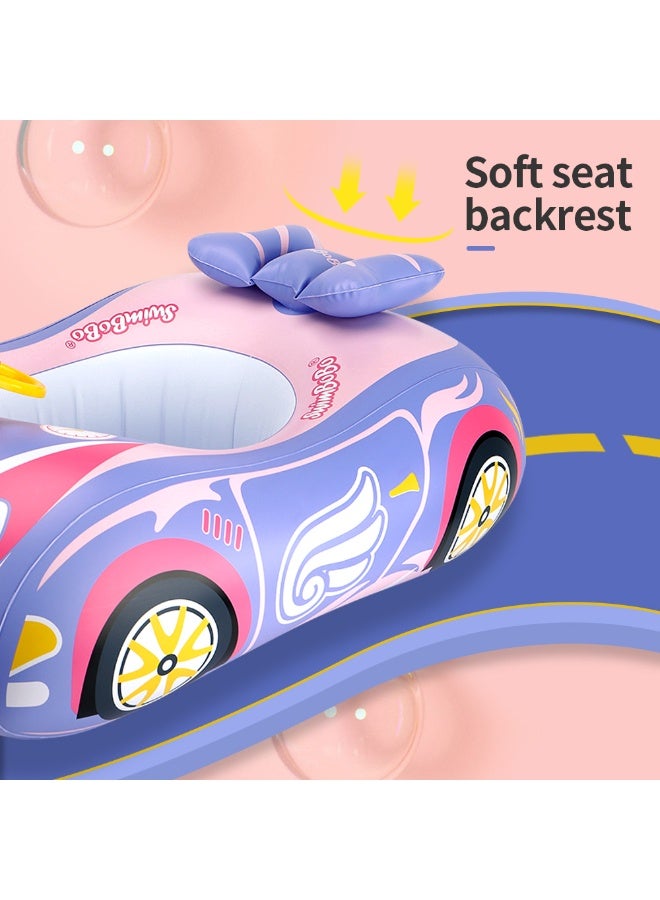 سويمبوبو عوامة سباحة للأطفال قابلة للنفخ مع مظلة واقية من الشمس للأطفال من سن 3 سنوات فما فوق - سيارة أرجوانية - Image 4