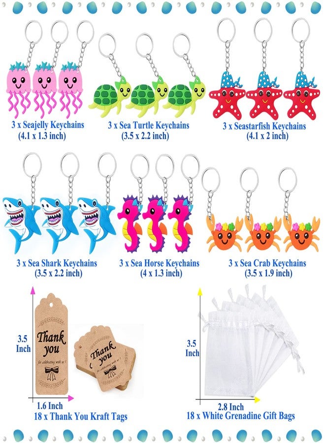 CiciBear 54 Pack Sea World Party Return Favors with Sea Creature Keychains and Thank You Tags for Kids Birthday, Baby Shower - Image 2