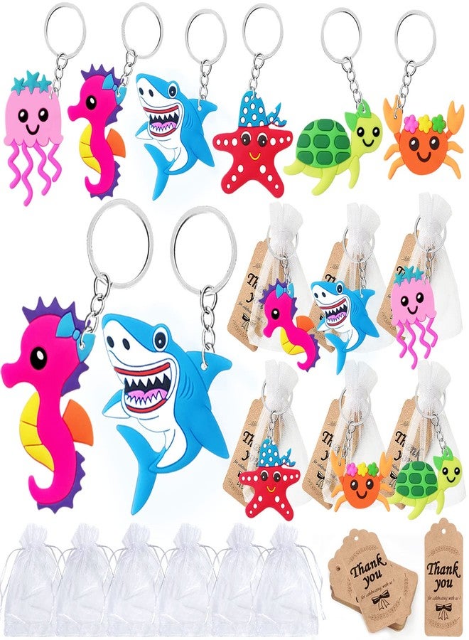 CiciBear 54 Pack Sea World Party Return Favors with Sea Creature Keychains and Thank You Tags for Kids Birthday, Baby Shower - Image 1