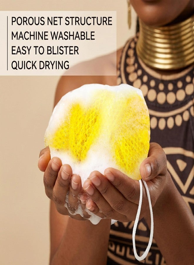 RIUOTA African Net Sponge Authentic, 3 Pack African Bath Sponge Exfoliator, Deep Cleansing Body Scrubber, Durable Reusable Shower Sponge for Men & Women All Skin Types(Yellow,Pink,Purple) - Image 4