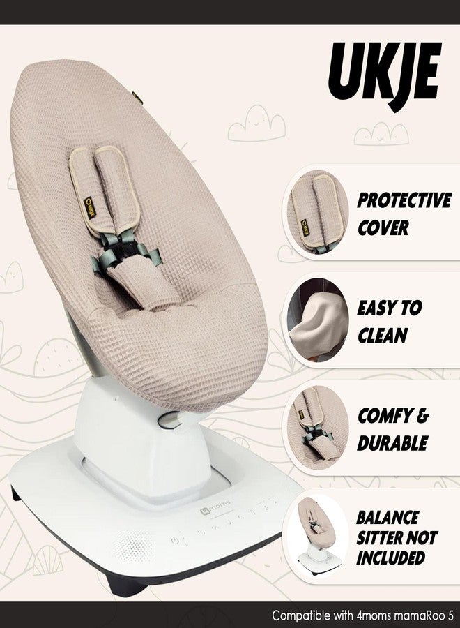 UKJE Protective Swing Cover Compatible with 4moms or MamaRoo 5, Multi-Motion Baby Swing, Baby Swing Liners, Baby Rocker Cover, Easy to Install, Easy to Wash, Handmade in Europe, Taupe - Image 2