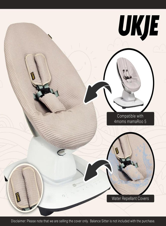UKJE Protective Swing Cover Compatible with 4moms or MamaRoo 5, Multi-Motion Baby Swing, Baby Swing Liners, Baby Rocker Cover, Easy to Install, Easy to Wash, Handmade in Europe, Taupe - Image 3