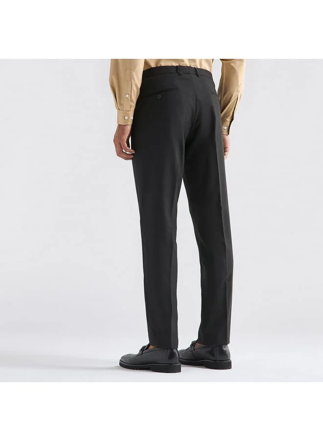 Splash FAV Solid Regular Fit Flexi Waist Trousers with Pockets