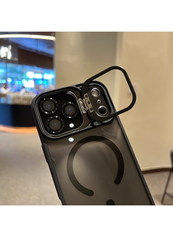 For iPhone 17 Pro Max Magnetic Case with Kickstand, [Compatible with MagSafe] Built in Stash Stand Clear Shockproof Soft Cover Camera Lens Protection Case for iPhone 17 Pro Max 6.9",Black - Image 2