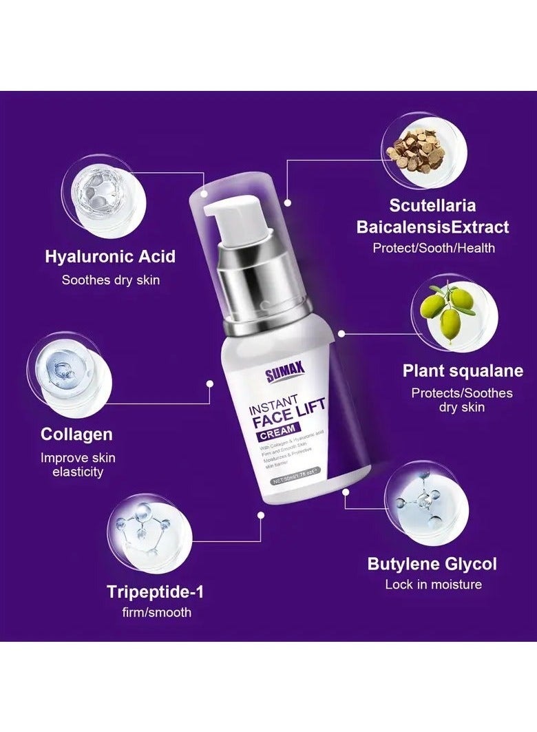 SUMAX Anti-Wrinkle Instant Face Lift Cream - 50Ml | Hydrating & Firming, Reduces Fine Lines, Suitable For All Skin Types, With Collagen & Hyaluronic Acid Plant Squalane - Image 4