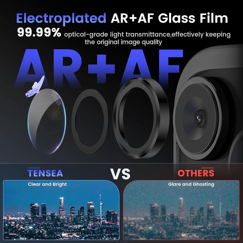 Tensea Camera Lens Protector Compatible for iPhone 17 Pro Max/17 Pro/15 Pro Max/15 Pro/16 Pro Max/16 Pro/14 Pro Max/14 Pro, Metal Tempered Glass Cover Camera Screen Protector Accessories,Case Friendly - Image 3