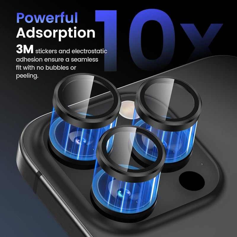 Tensea Camera Lens Protector Compatible for iPhone 17 Pro Max/17 Pro/15 Pro Max/15 Pro/16 Pro Max/16 Pro/14 Pro Max/14 Pro, Metal Tempered Glass Cover Camera Screen Protector Accessories,Case Friendly - Image 4