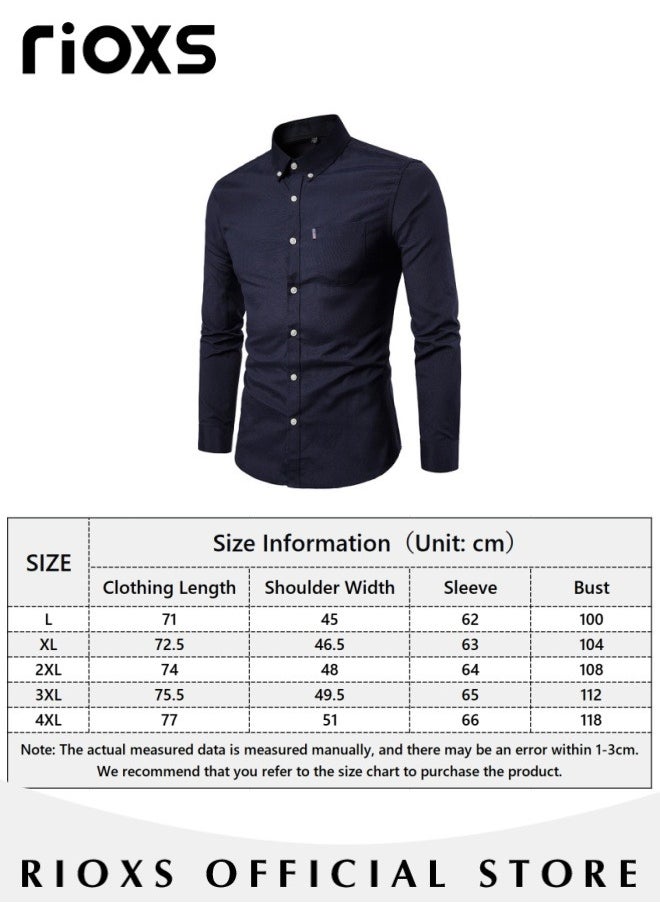 RIOXS - Men's Solid Long Sleeve Formal Shirts Regular Fit Dress Shirt Business Casual Button Down Shirts - Image 1