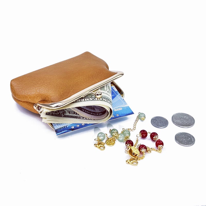Lavogel Coin Purse, Kiss Lock Coin Purse for Women, Large Capacity Coin Pouch,Vintage Change Purse Cute Car Coin Holder for Women (1-Brown) - Image 4