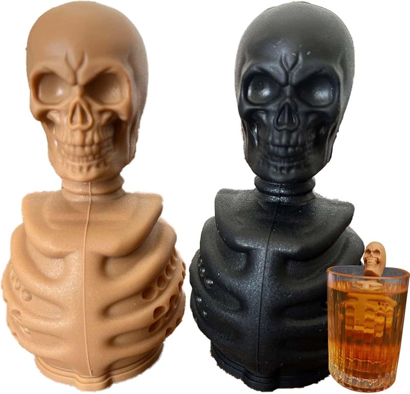 Kakeah 2 Skull Tea Infusers for Loose Tea, Food Grade Silicone Hot Tea Strainers for More Enjoyable Tea Times with Friends and Family(Black and Brown) - Image 1