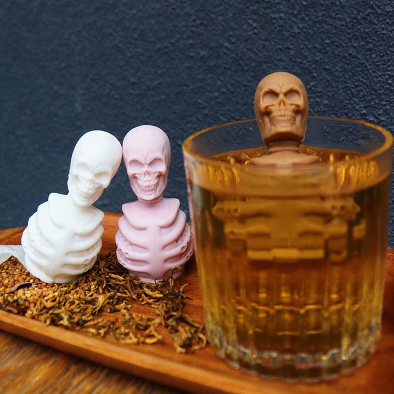 Kakeah 2 Skull Tea Infusers for Loose Tea, Food Grade Silicone Hot Tea Strainers for More Enjoyable Tea Times with Friends and Family(Black and Brown) - Image 5