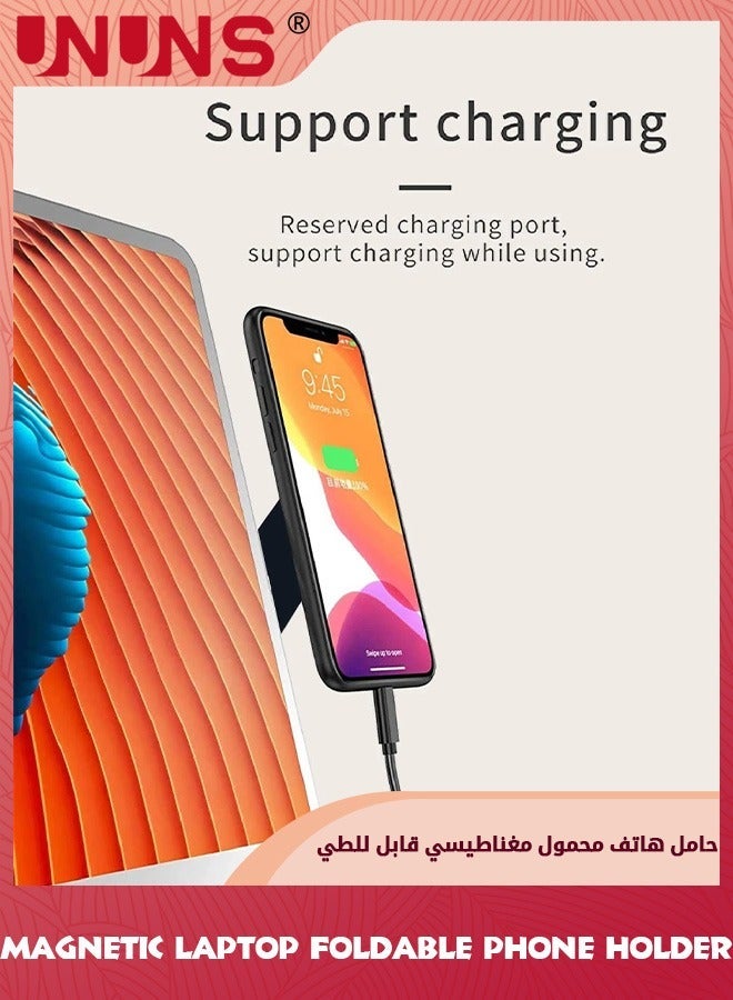 UNUNS Magnetic Phone Holder,Adjustable Aluminum Alloy Foldable Mount,Laptop Side Mount Clip,PC Tablet Smartphone Dual Screen View,Portable Expansion Bracket For Any Laptops,Rotating Holder - Image 2