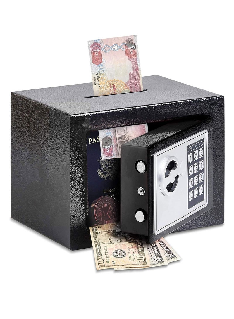ALMUFARREJ Mini Electronic Deluxe Digital Security Safe Box With Electronic Keypad Lock and Physical Key For Home Office Hotel Jewelry Passport Watches Cash Storage - Image 1