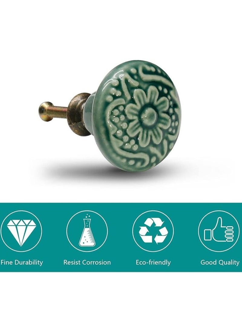 SYOSI Drawer Knobs Greyish Green Cabinet Knobs Retro Ceramic Dresser Knobs 33mm Drawer Knobs Door Knobs Drawer Pulls Dresser Handles with Mounting Screws  6pcs 1.3"  - Image 2