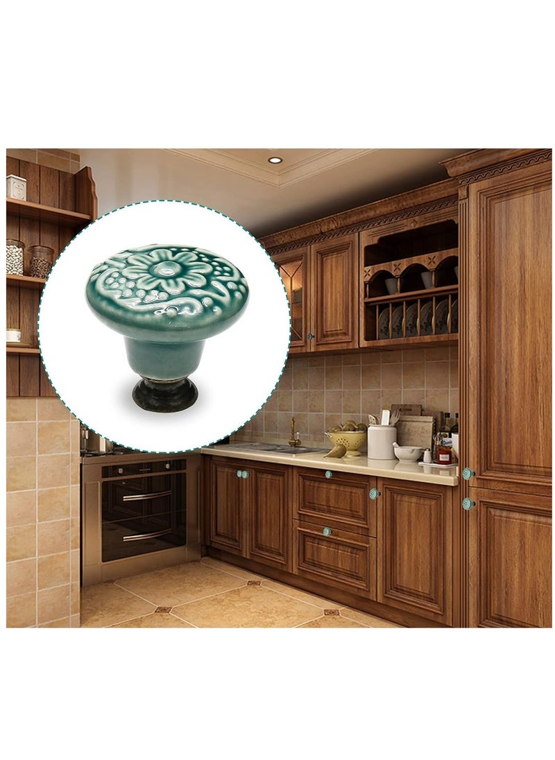 SYOSI Drawer Knobs Greyish Green Cabinet Knobs Retro Ceramic Dresser Knobs 33mm Drawer Knobs Door Knobs Drawer Pulls Dresser Handles with Mounting Screws  6pcs 1.3"  - Image 5