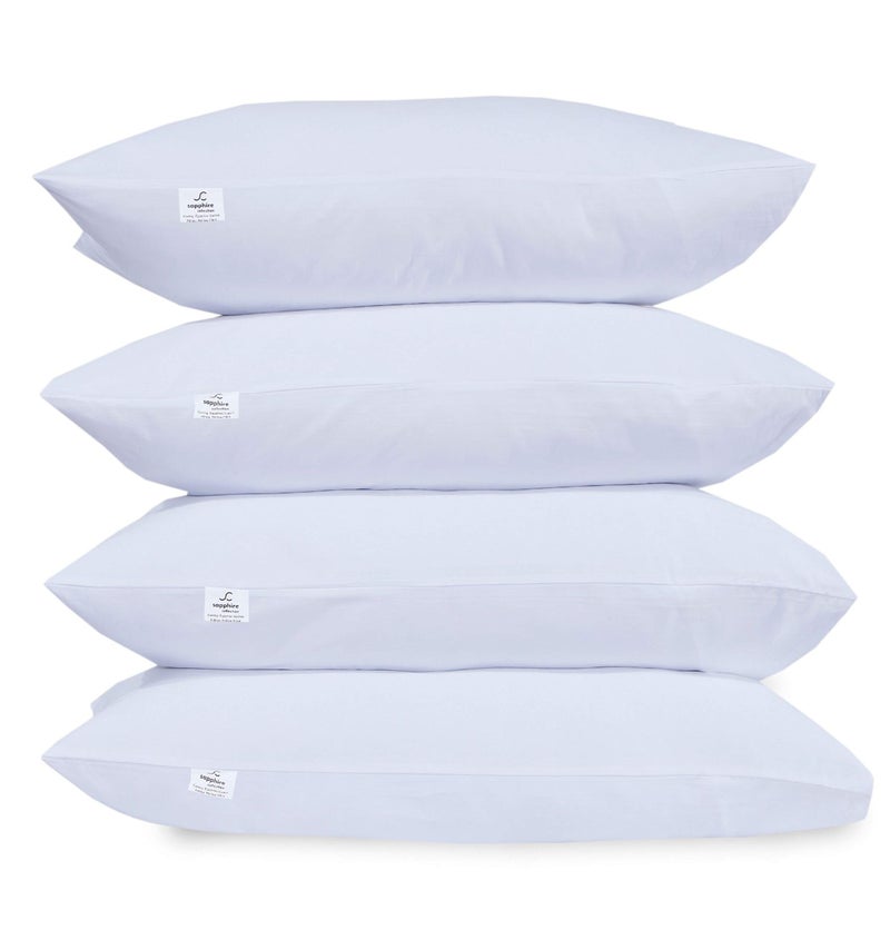 Sapphire Collection Soft Hotel Quality PollyCotton Hallowfibre New filled Sleeping pillows pack of 4 medium support for Stomach back and Side Sleepers 4Pack