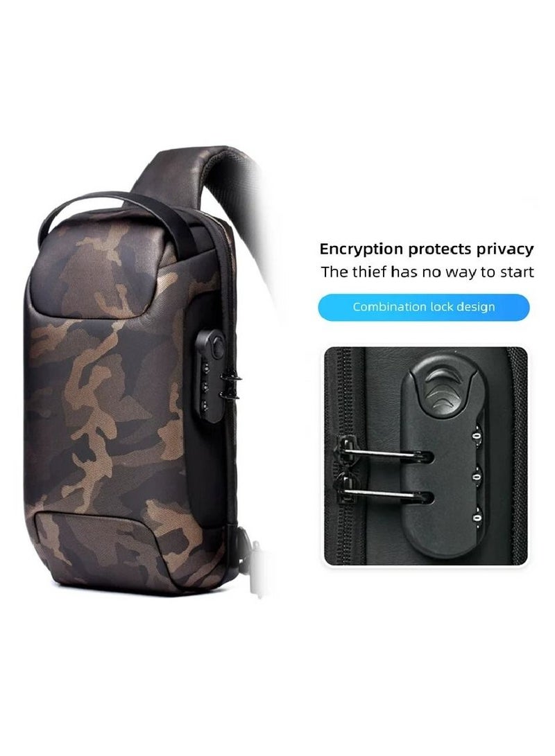 Sling Bag For Men,Crossbody Bag Men With Password Lock & Usb Charging Port,Waterproof Sling Backpack,Sport Chest Bag  - Image 4