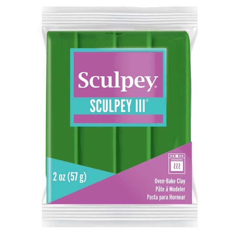 Sculpey III Polymer OvenBake Clay Leaf Green Non Toxic 2 oz bar Great for Modeling Sculpting Holiday DIY Mixed Media and School ProjectsGreat for Kids Beginners