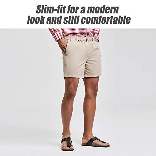 maamgic Men's Classic-fit 5.5" Cotton Casual Shorts Elastic Waistband with Multi-Pocket Daily Wear Walking Summer Outfit Dark Khaki 36 - Image 3