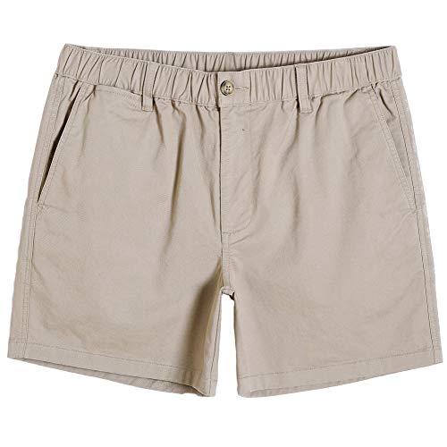 maamgic Men's Classic-fit 5.5" Cotton Casual Shorts Elastic Waistband with Multi-Pocket Daily Wear Walking Summer Outfit Dark Khaki 36 - Image 1