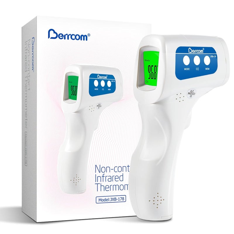 Berrcom Thermometer, 3 in 1 Contactless Infrared Fever Check Thermometer for Forehead, Ideal for Baby, Infant, Kids, and Adults, Batteries Not Included, JXB-178 (White) - Image 1
