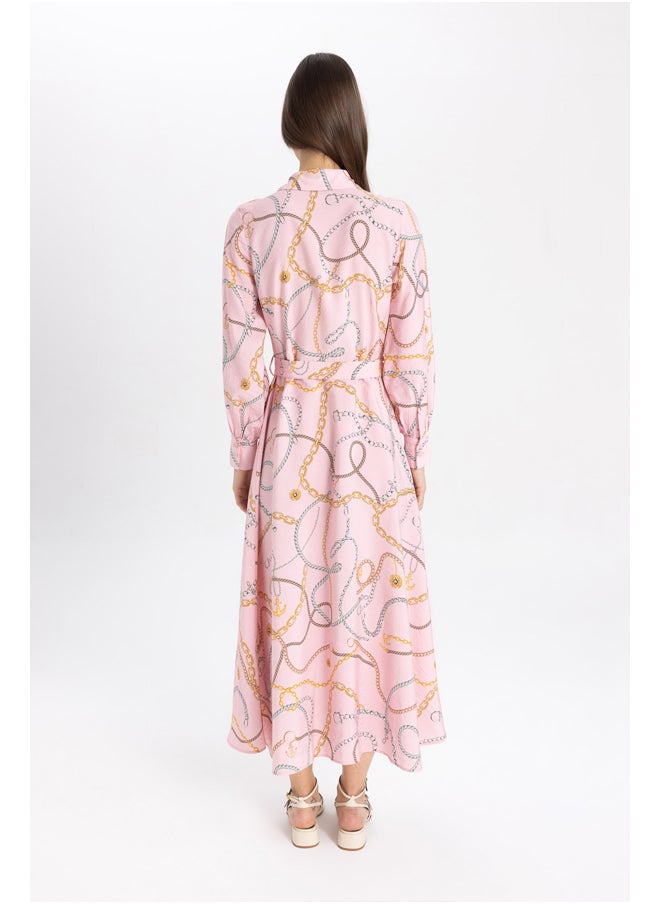 DeFacto - Woman Shirt Neck Long Sleeve Woven Dress - Image 1