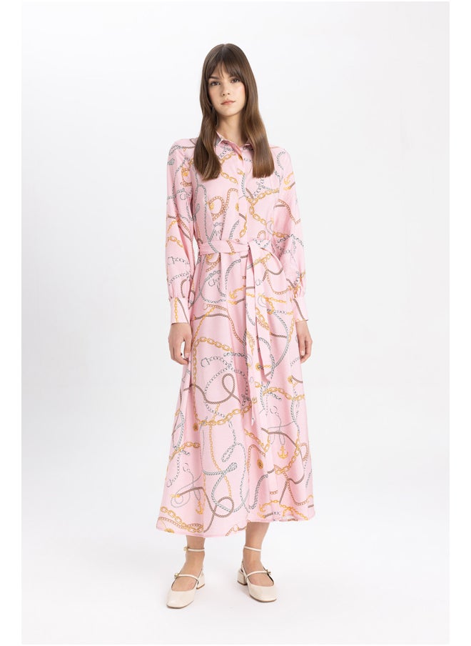 DeFacto - Woman Shirt Neck Long Sleeve Woven Dress - Image 1