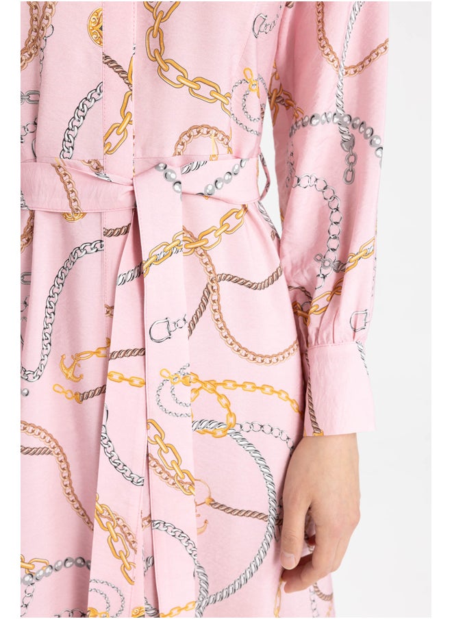 DeFacto - Woman Shirt Neck Long Sleeve Woven Dress - Image 1