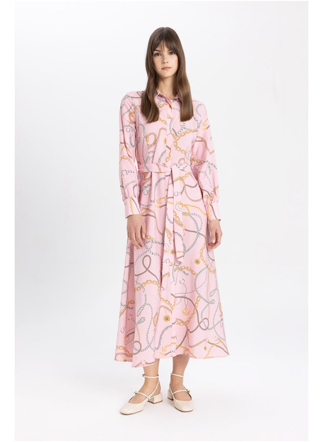 DeFacto - Woman Shirt Neck Long Sleeve Woven Dress - Image 1