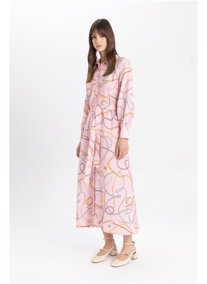 DeFacto - Woman Shirt Neck Long Sleeve Woven Dress - Image 1