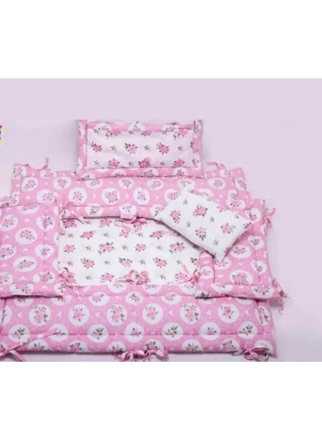 Crib, Cotton Crown Cushion Exquisite Lace Children's Bed seven-Piece Cartoon Cotton Crib Bedding Set Formaldehyde Free Machine Washable_multicolor - Image 1