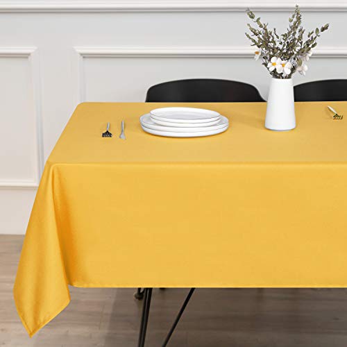 sancua Rectangle Tablecloth - 54 x 120 Inch - Stain and Wrinkle Resistant Washable Polyester Table Cloth, Decorative Fabric Table Cover for Dining Tables, Buffet Parties and Camping, Yellow - Image 2