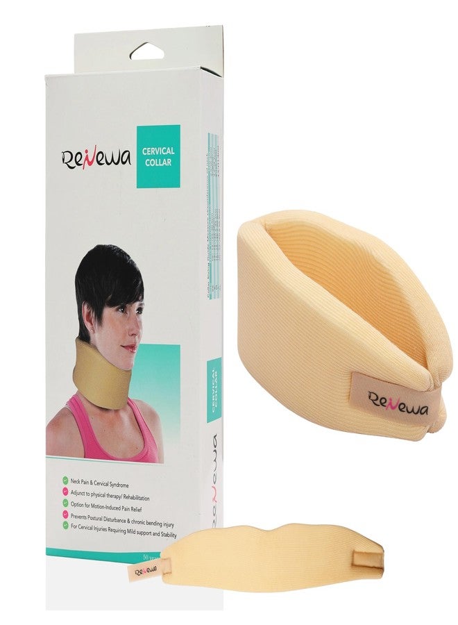 RENEWA Cervical Collar Soft Foam, Adjustable Neck Support for Sleeping - Relieves Neck Pain and Spine Pressure, Neck Collar Beige (S) - Image 1