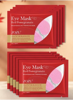 Zozu 10 Pcs Eye Mask Set Red Pomegranate Brightening and Firming Eye Mask Replenish Moisture Reduce Wrinkle Eye Care Mask for Women and Men Hydrating Skincare Eye Mask Sheet Dilute Black Eye  - Image 1