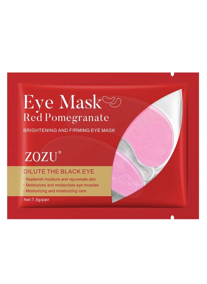 Zozu 10 Pcs Eye Mask Set Red Pomegranate Brightening and Firming Eye Mask Replenish Moisture Reduce Wrinkle Eye Care Mask for Women and Men Hydrating Skincare Eye Mask Sheet Dilute Black Eye  - Image 2