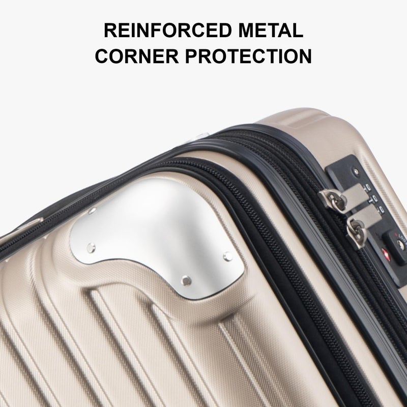LEVEL8 Grace Carry on Luggage with Front Compartment, 20 Inch Expandable Hardside Suitcases with Wheels, Abs+Pc Harshell Spinner Luggages with Tsa Lock, Travel Bag for Women Men, Champagne - Image 5