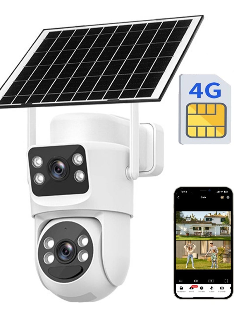 SYXUMLKLS 3G/4G LTE Cellular Security Camera With SIM Card, Outdoor Solar Power, Battery Powered with Dual View - Image 1