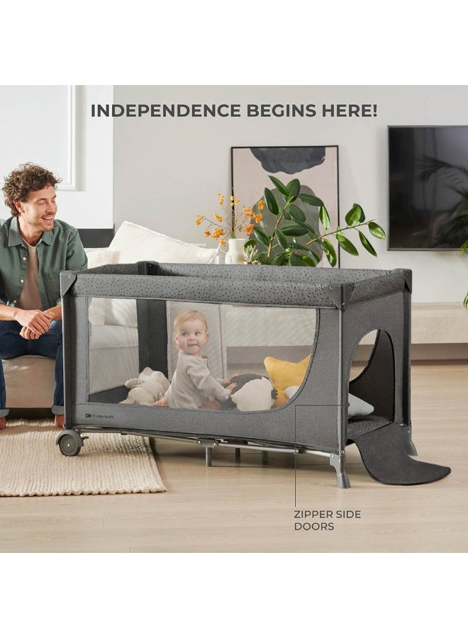 Kinderkraft Joy 2 Travel Cot With Accessories  Dark Grey - Image 3