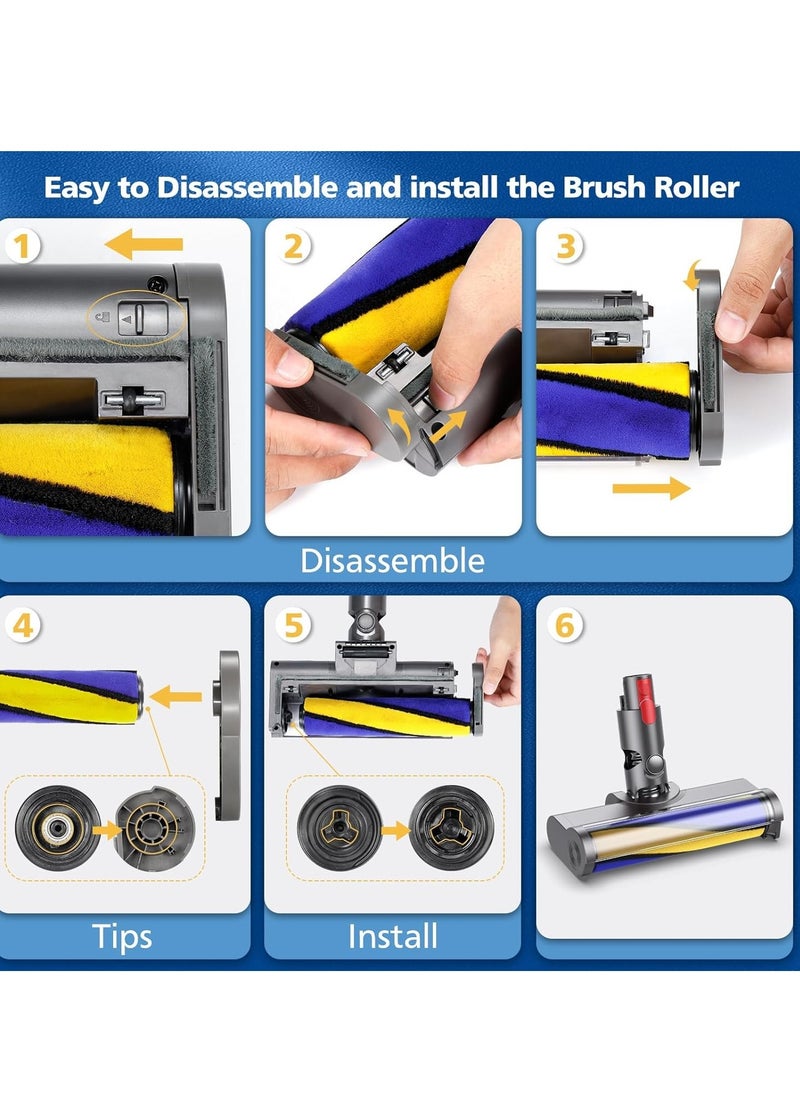 SYOSI - Dust Detect Vacuum Attachments for Dyson V7 V8 V10 V11 V15 Cordless Cleaners, Hardwood Floor Soft Roller Brush Head Replacement Motorhead Accessories Parts with Green Light - Image 1