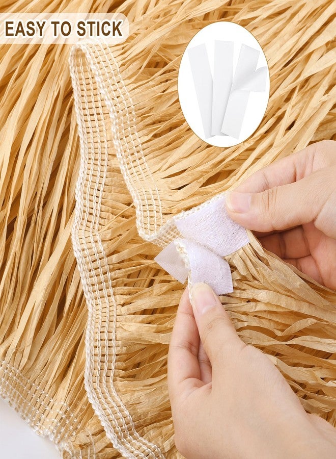 Fovths 2 Packs Luau Grass Table Skirt Fringe Dark Straw Grass Skirt 108 x 30 Inch Hibiscus Hawaiian Table Skirts Rectangle Tropical Luau Party Decorations for Hawaiian Decorations - Image 3