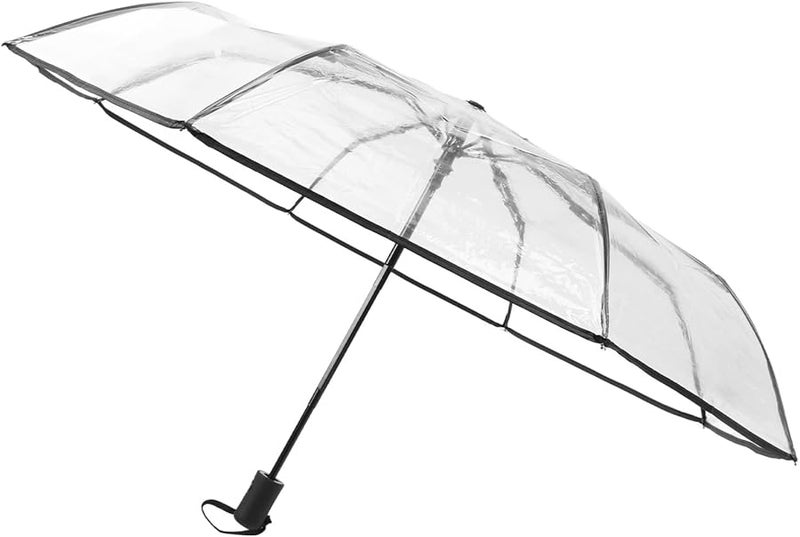 مظلة أطفال قابلة للطي تلقائيًا شفافة 8 أضلاع بحواف سوداء محمولة - Image 1